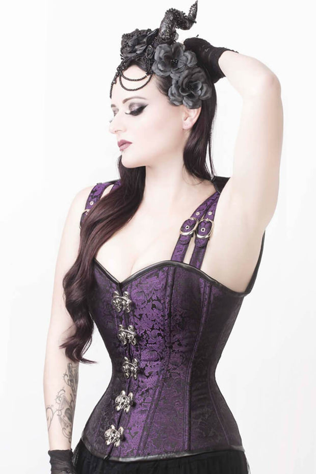 Eartha Brocade Gothic Overbust Corset with Shoulder Straps