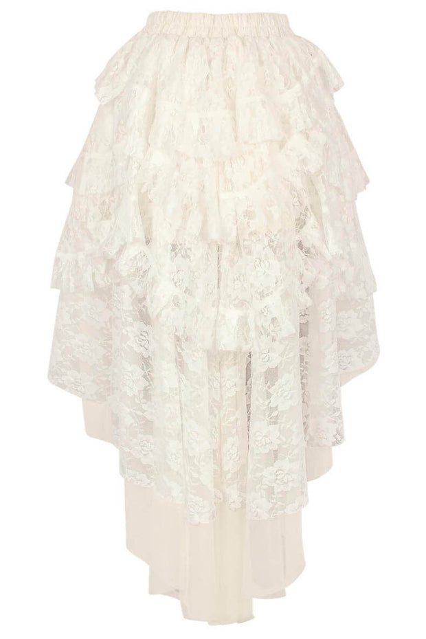 Ciera Custom Made Ivory Burlesque Lace Skirt