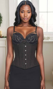 Alanna Black Cotton Waist Trainer Corset