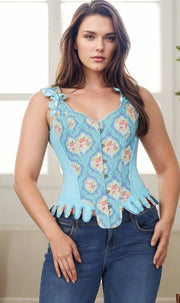 Aileen Overbust Floral Print Corset