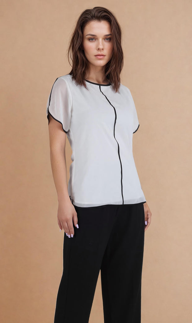 Michaela Piping Detail Top