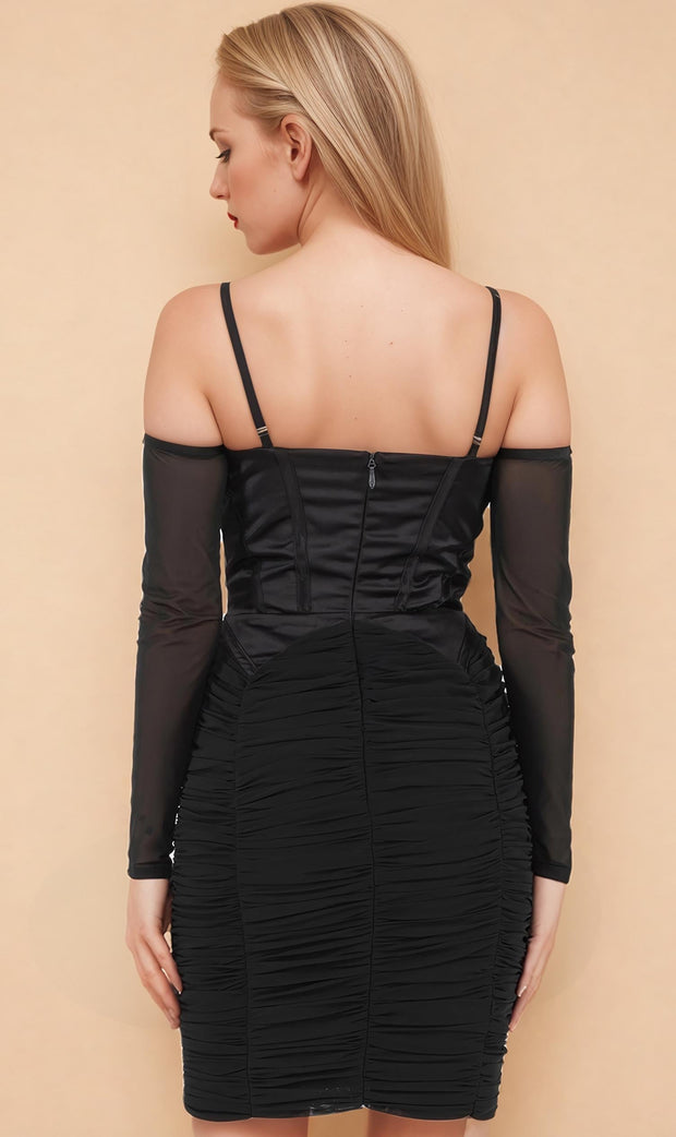 Carlee Bespoke Black Mesh Corset Dress