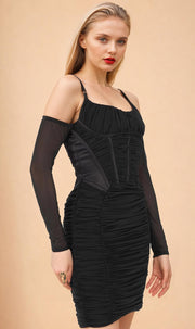 Carlee Bespoke Black Mesh Corset Dress