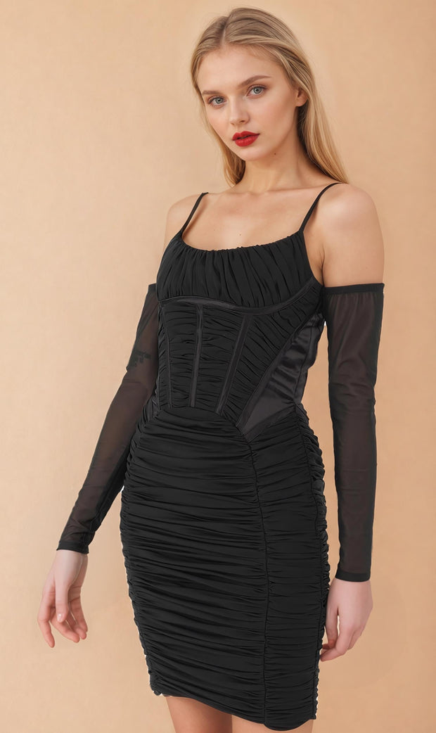 Carlee Bespoke Black Mesh Corset Dress