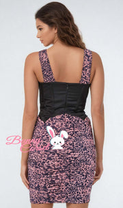 Elvire Bespoke Leopard Print Mesh Corset Dress