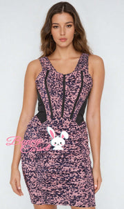 Elvire Leopard Print Mesh Corset Dress