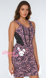 Elvire Bespoke Leopard Print Mesh Corset Dress