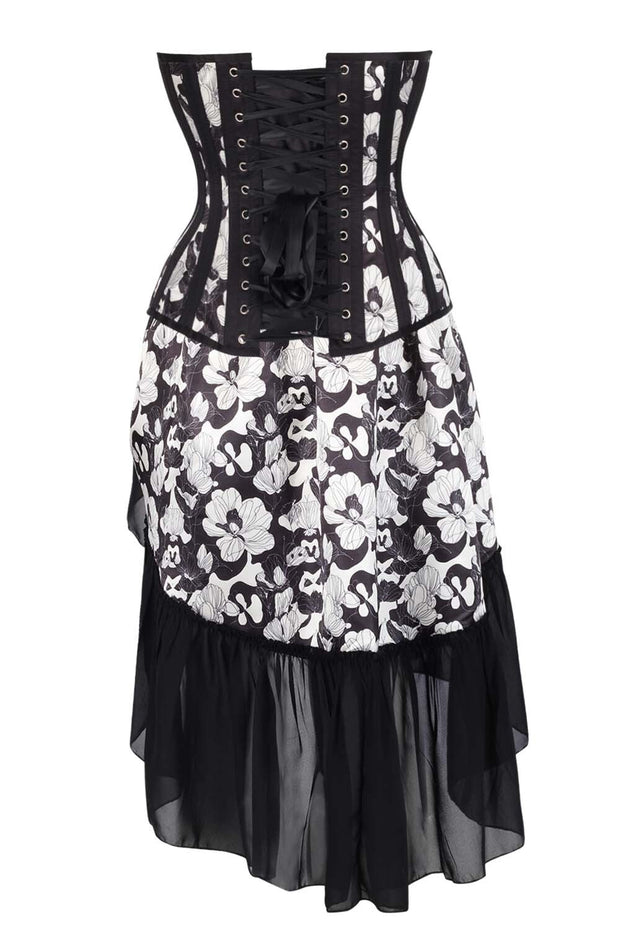 Carol Satin Waist Training Corset and Skirt Co-Ord Set