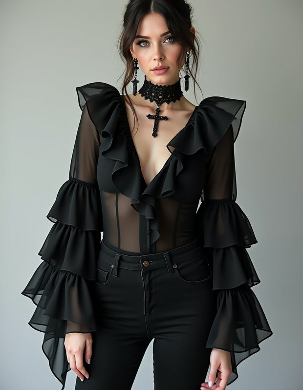 Cynthia Black Georgette Top
