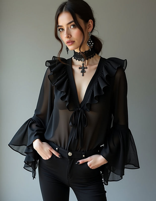 Danee Georgette Black Top