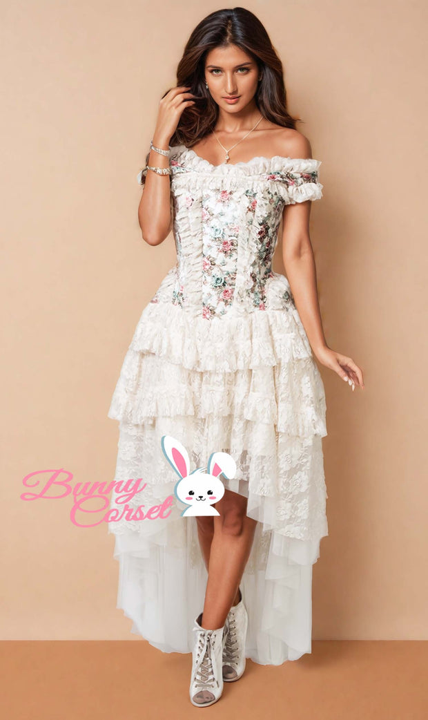 Long white corset dress clearance