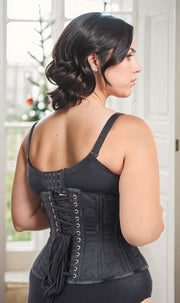 Plus Size Waist Trainer Floral Black Brocade Standard Corset