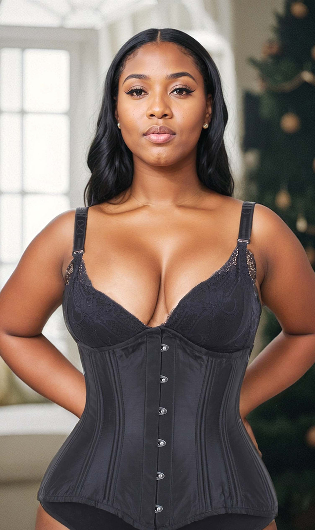 Plus Size Underbust Waist Trainer Taffeta Longline Corset CS 426 GothicXo Corsets