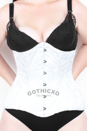 Orenda Underbust White Floral Brocade Longline Corset