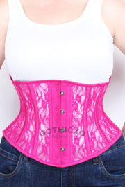 Orenda Underbust Fuchsia Mesh with Lace Waspie Corset