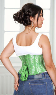 Underbust Plus Size Green Mesh with Lace Waspie Corset