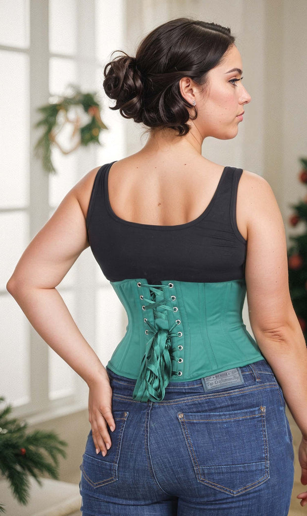 Underbust Green Taffeta Waspie Corset