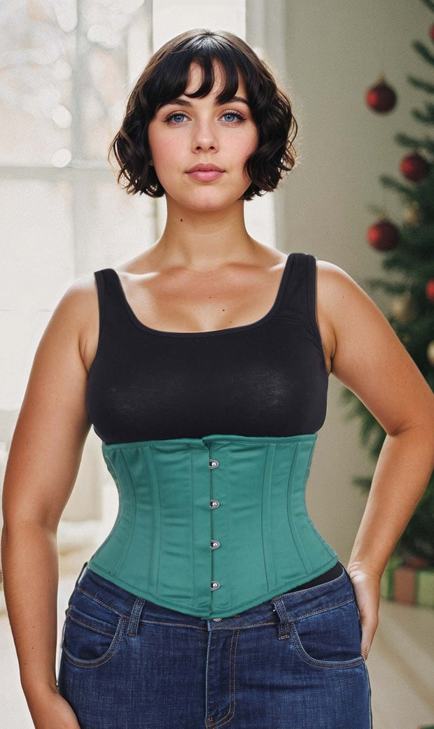 Underbust Green Taffeta Waspie Corset