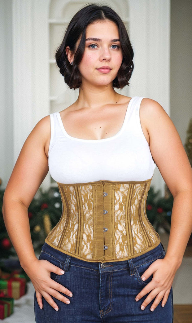 Underbust Gold Mesh with Lace Standard Corset