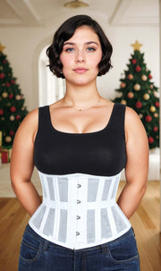 Underbust Plus Size White Mesh Standard Corset