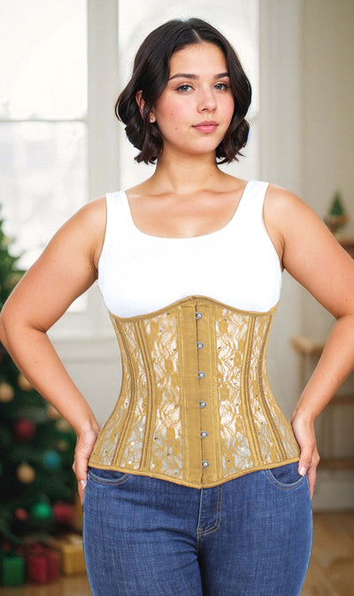 Underbust Gold Mesh with Sequin Lace Corset