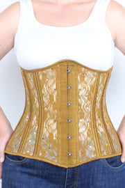 Underbust Plus Size Gold Mesh with Sequin Lace Corset