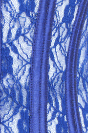 Plus Size Blue Mesh with Lace Long Underbust Corset