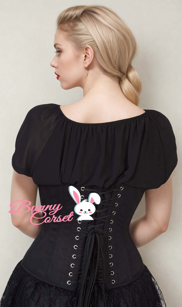 Sable Custom Made Black Cotton Underbust Corset