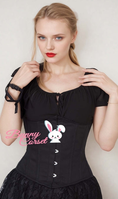 Sable Black Cotton Underbust Corset