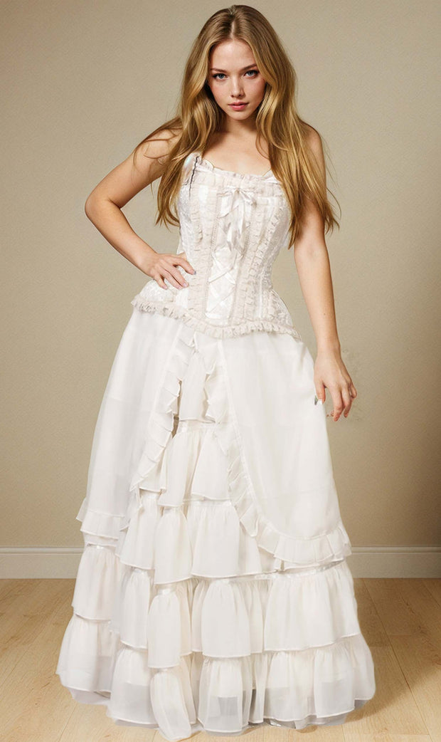 Kacie Ivory Long Victorian Inspired Skirt