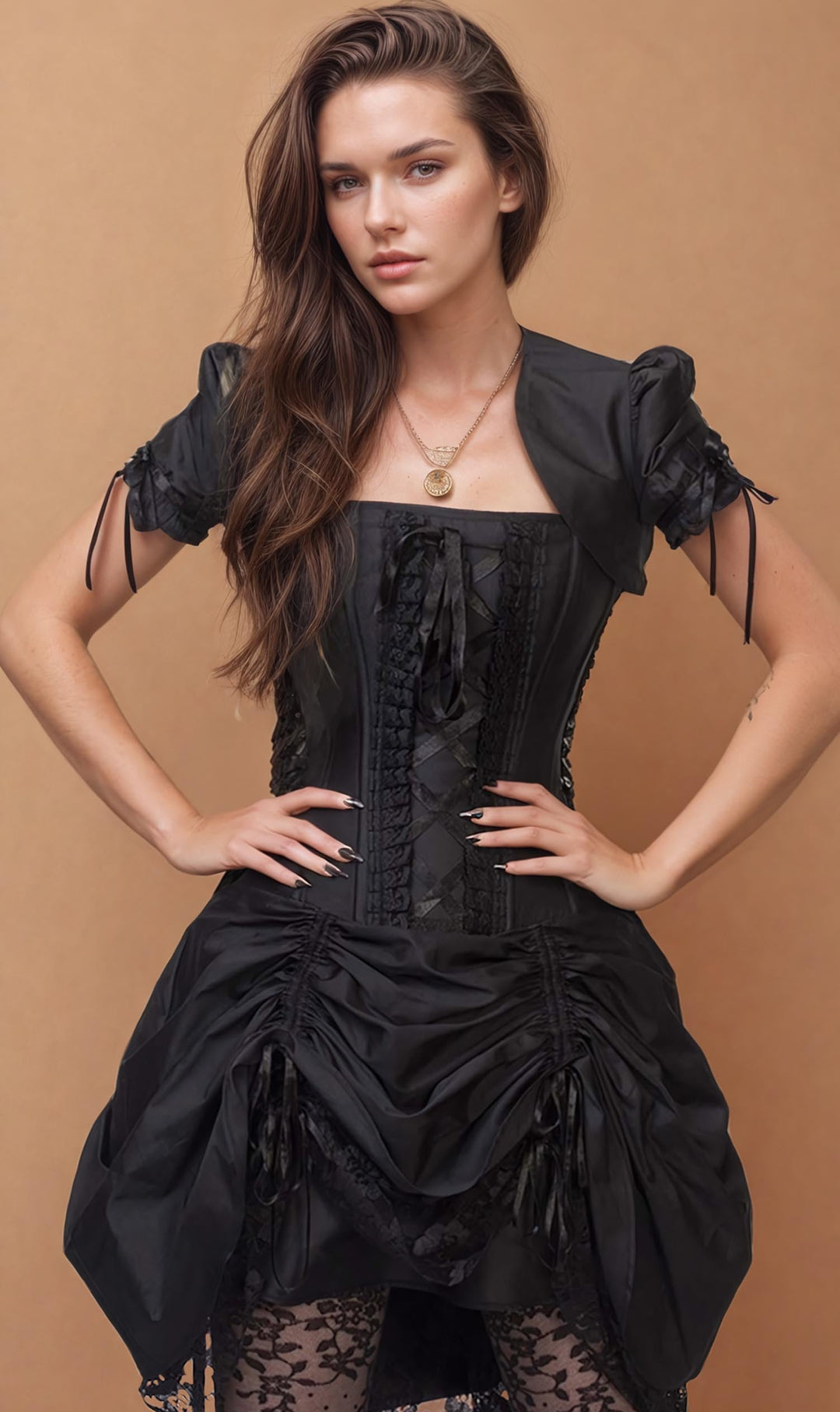 Black gothic corset dress top