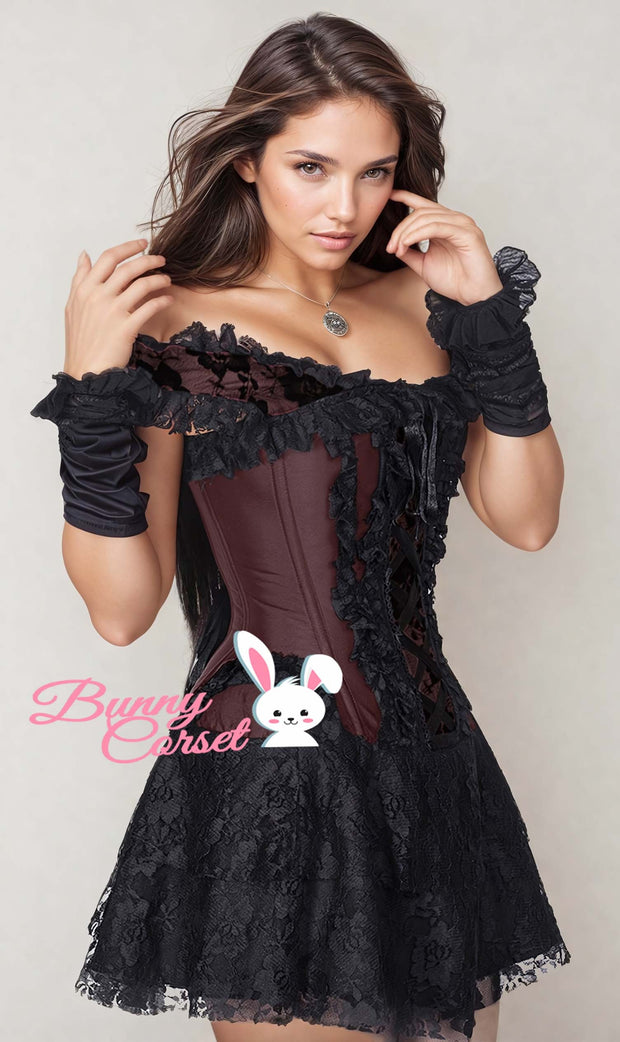 Caetlin Custom Made Brown Halter Burlesque Corset Dress