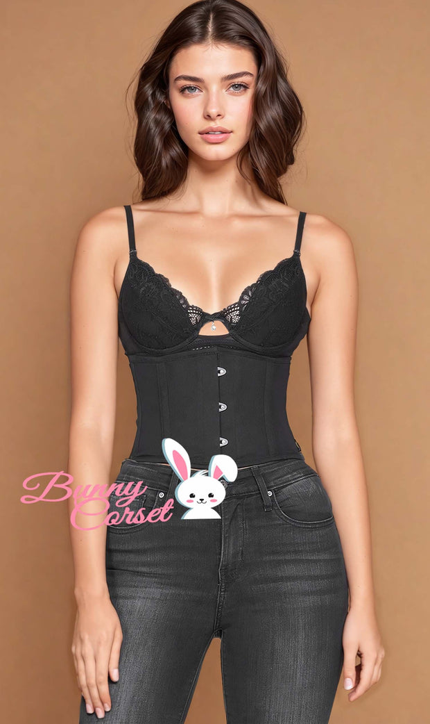 Brynlee Black Corset Waist Shaper in Cotton