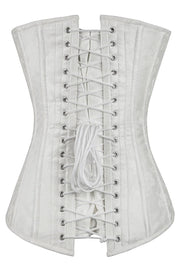 Everett White Brocade Long Overbust Corset