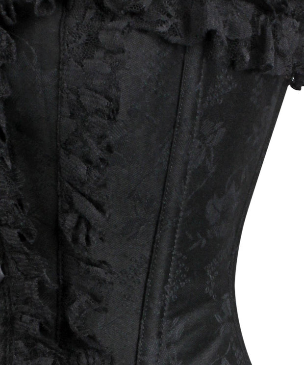 Zachary Black Brocade Victorian Lace Up Corset Dress