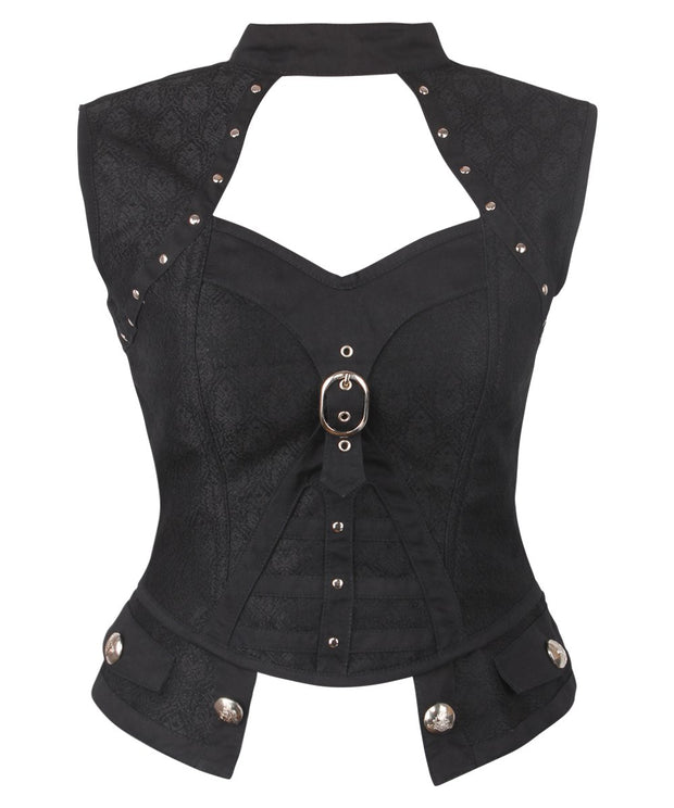 Davion Gothic Black Corset Top with Halter Neck