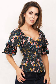 Daylen Floral Print Summer Corset with Attached Sleeve