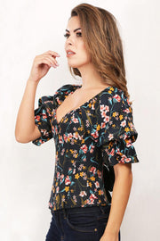Daylen Floral Print Summer Corset with Attached Sleeve