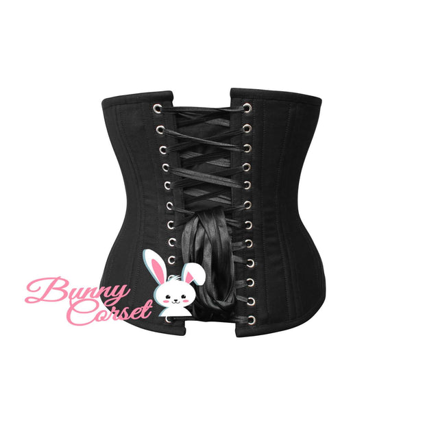 Waist Training Corset, Black Cotton Corset, Underbust Corset