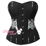 Overbust Black Corset, Cotton Couture Corset, Flossing Corset
