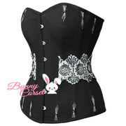 Overbust Black Corset, Cotton Couture Corset, Flossing Corset