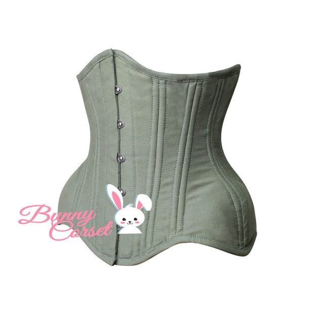 Waist Trainer Corset, Cotton Curvy Corset, Olive Corset