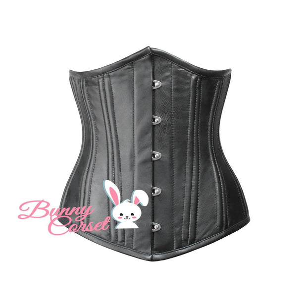 Waist Training Corset, Black Leather Corset, Underbust Corset