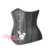 Waist Training Corset, Black Leather Corset, Underbust Corset