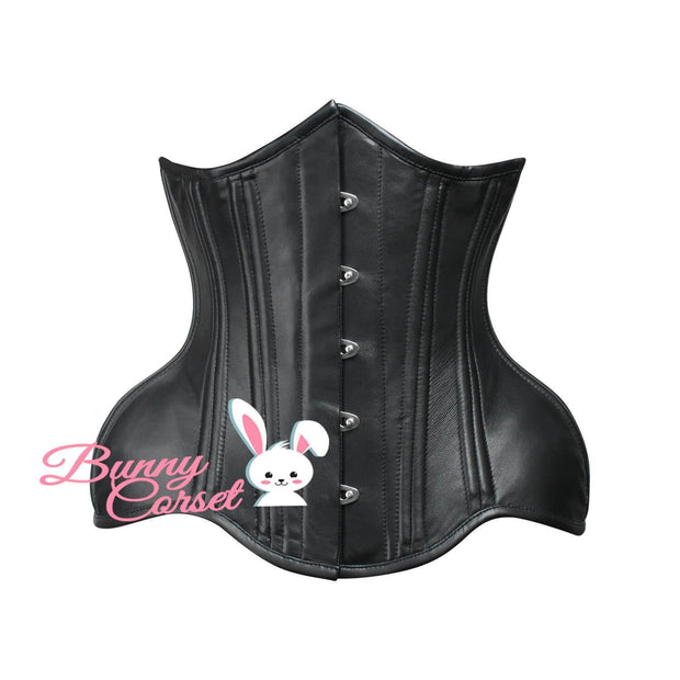 Black Leather Corset, Waist Training Corset, Underbust Curvy Corset