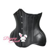 Black Leather Corset, Waist Training Corset, Underbust Curvy Corset