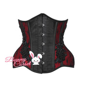 Embroidered Corset, Red Corset, Underbust Corset