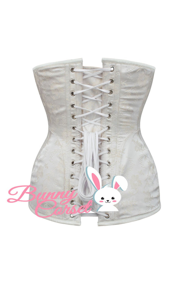 Akibe Waist Training Ivory Brocade Corset with Hip Panels