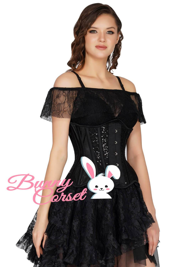 Abriana Black Mesh Sequin Corset