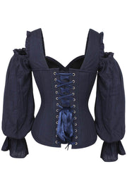 Kailani Overbust Blue Cotton Corset